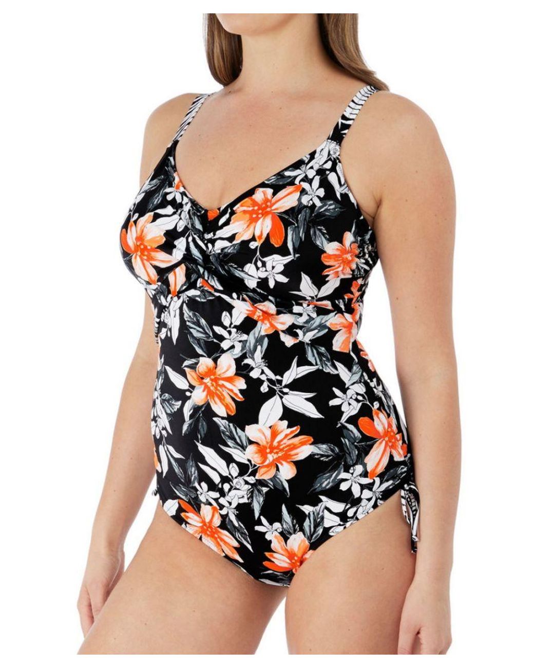 Fantasie Black Port Maria Twist Front Adjustable Leg Swimsuit Nylon