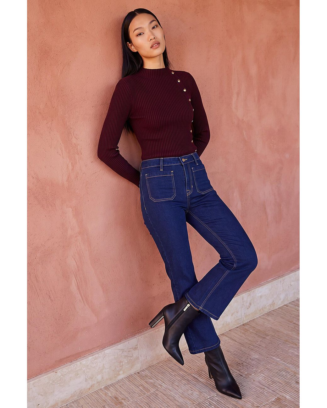 D.u.s.k Blue Pocket Kick Flare Crop Trouser