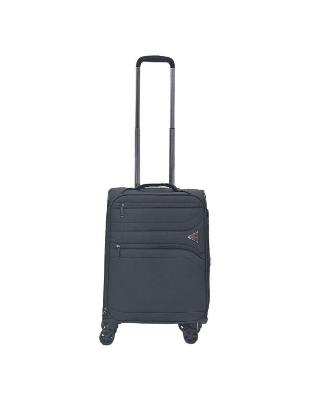 Infinity Leather Black Lightweight 8 Wheel Travel Luggage Suitcases Nylon