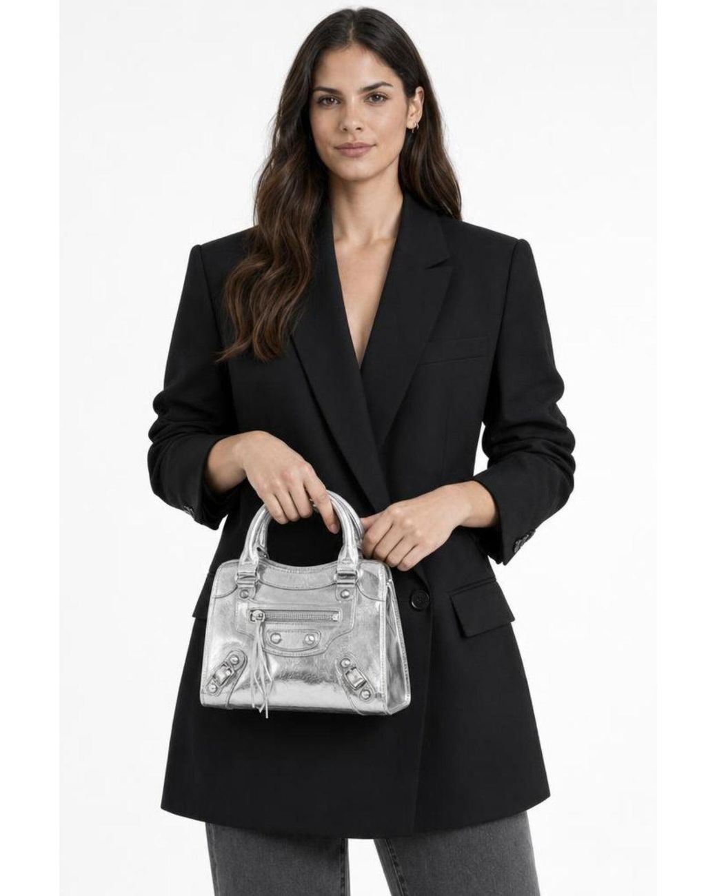 SVNX Black Zip Detail Satchel Handbag