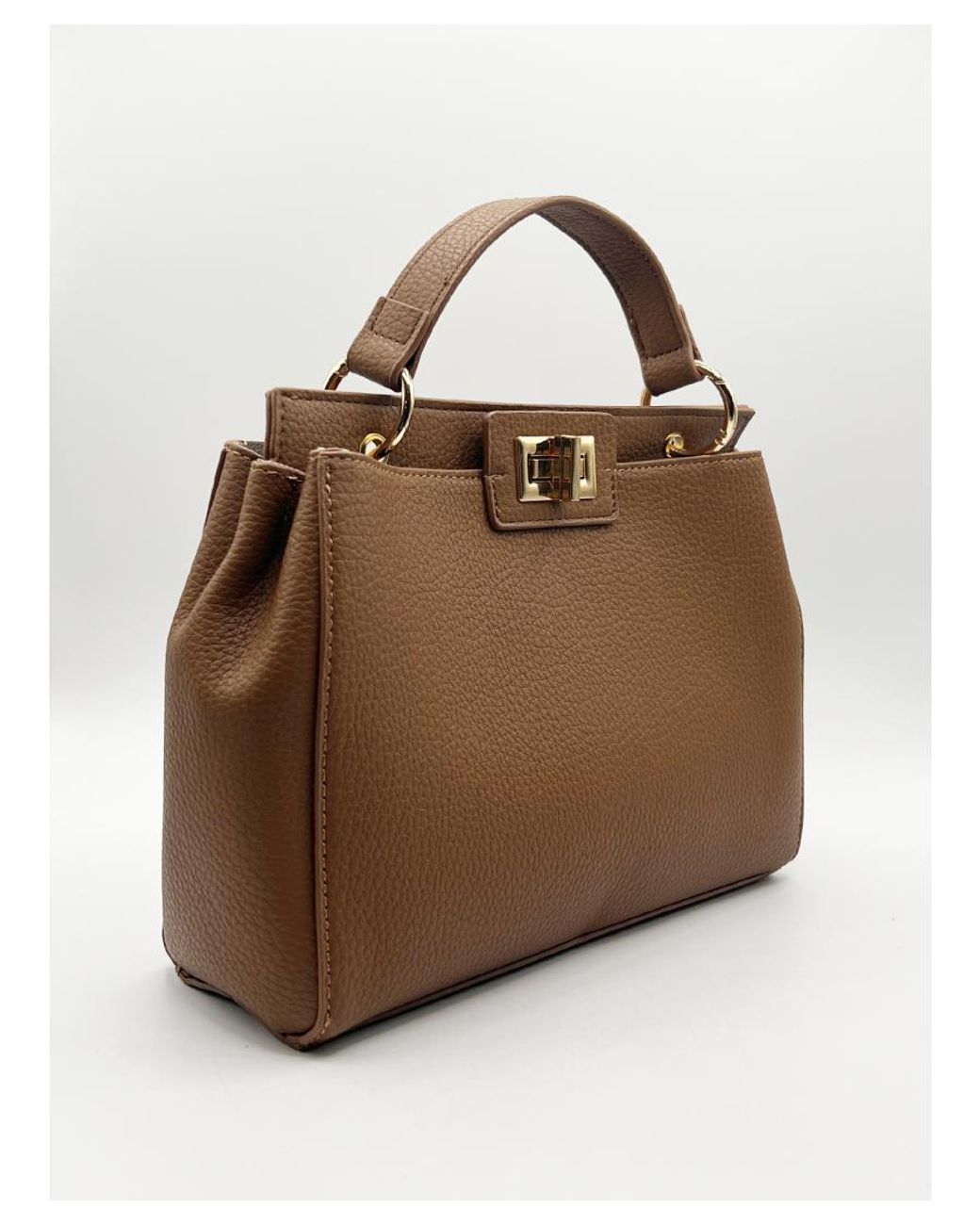 SVNX Brown Faux Leather Handbag With Trim