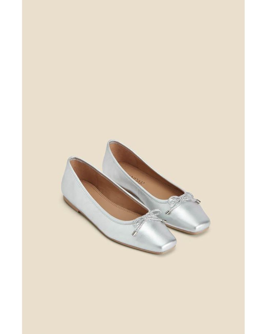 Sosandar White Square Toe Ballet Pumps