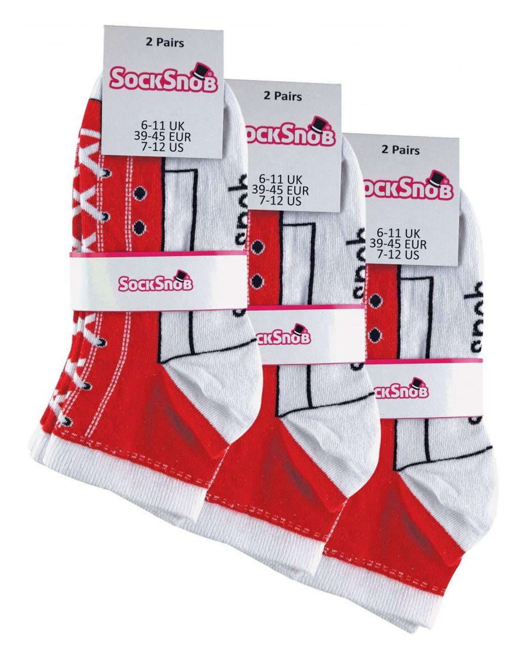 Sock Snob Red 6 Pair Multipack Socks That Look Like Shoes