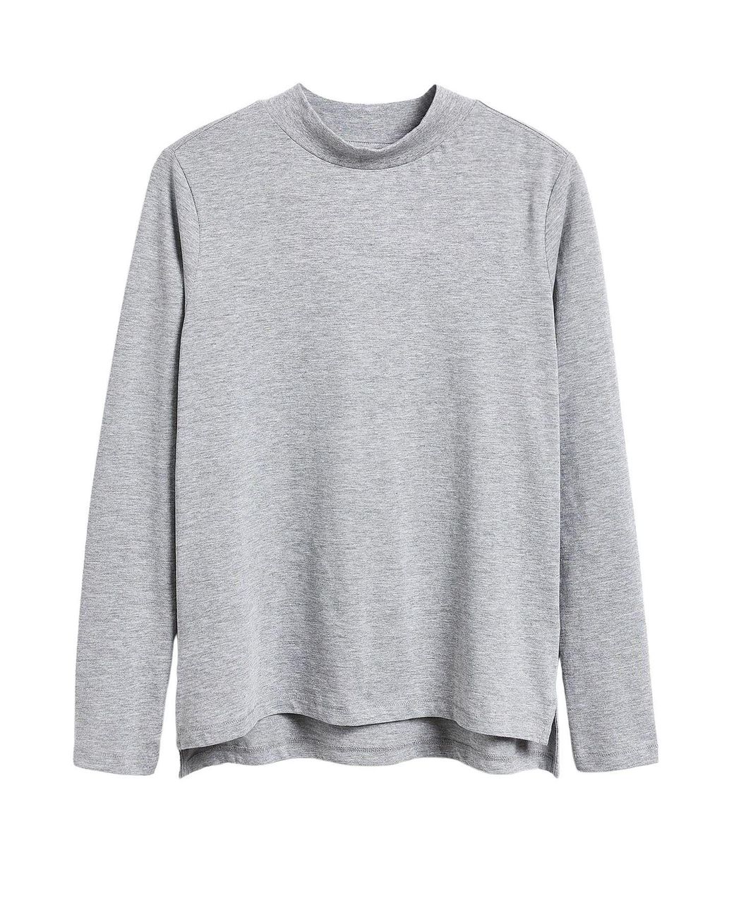 Secret Label Gray High Neck Long Sleeve Jersey Top