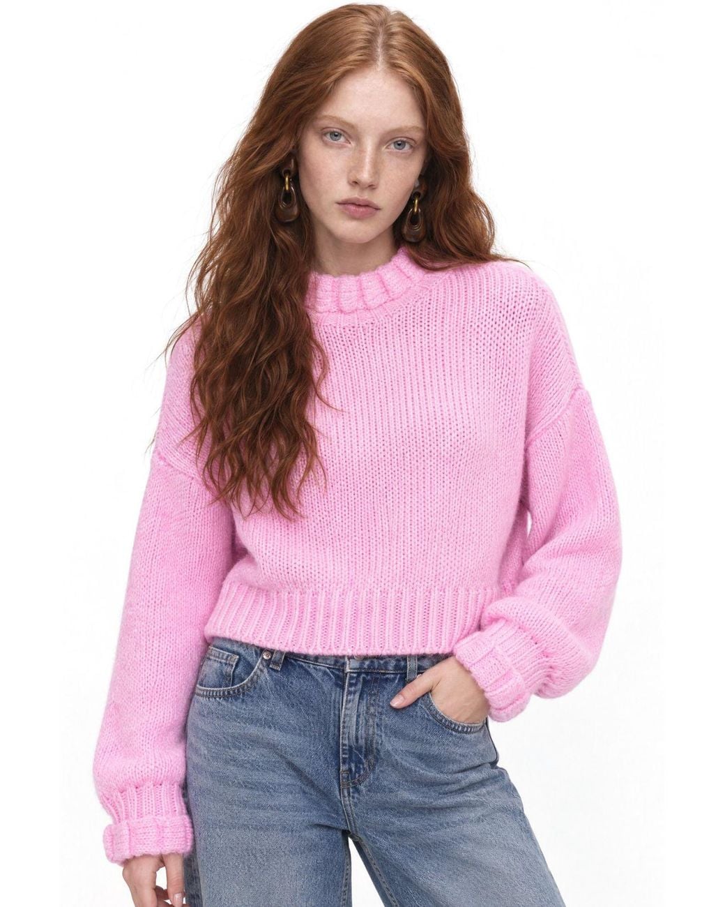 MixRay Thick Turtleneck Textured Crop Sweater