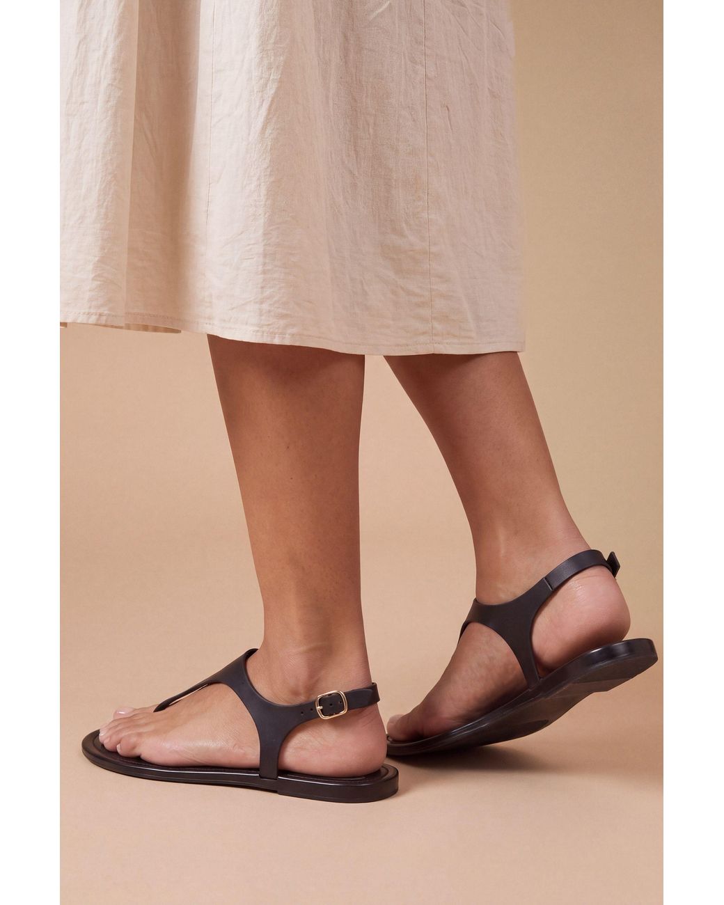 Oasis Natural Patricia Jelly Slingback Toe Post Flat Sandals