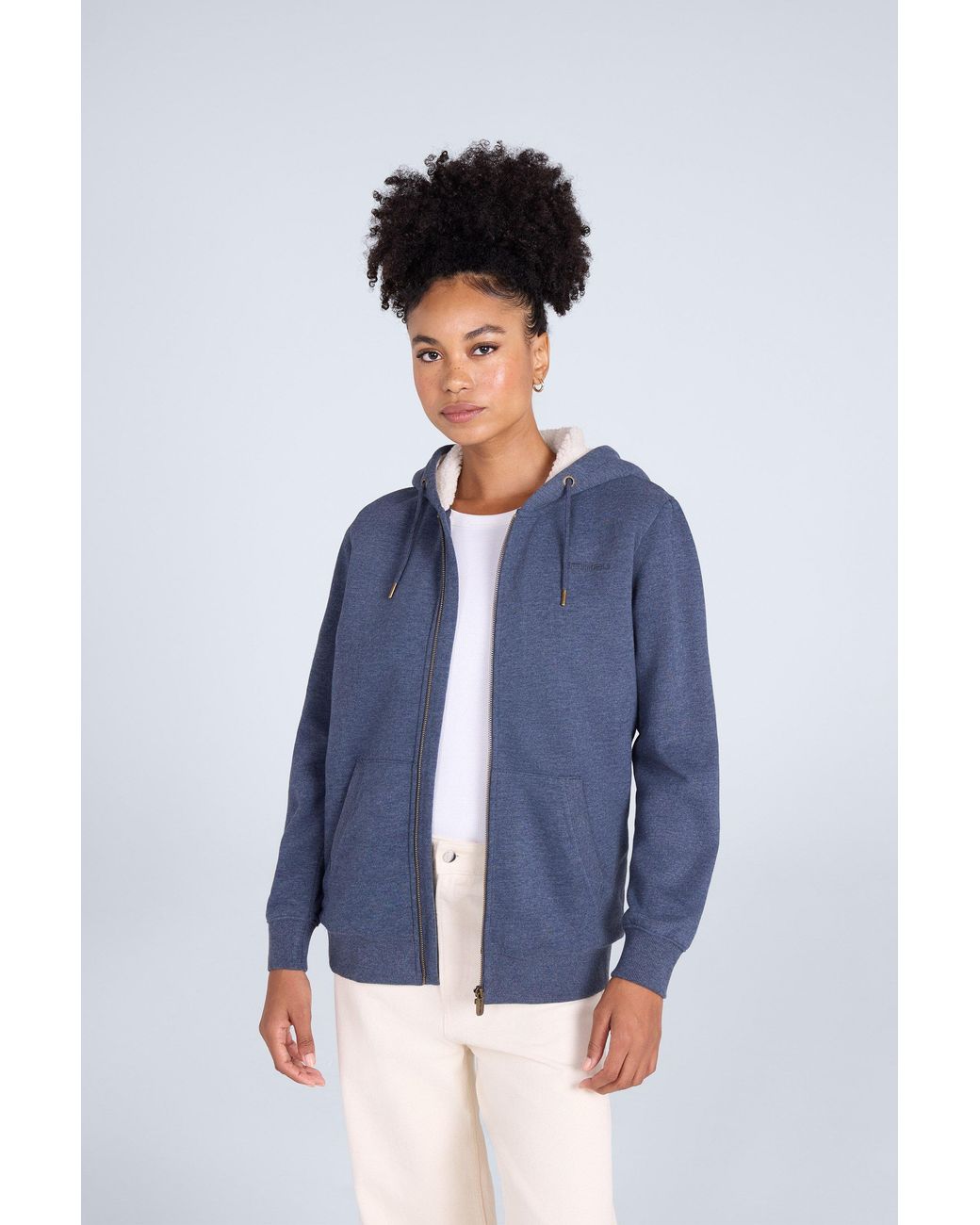 Mountain Warehouse Blue 'Zuri' Hoodie Fleece Lined Full Zip Adjustable Hood Cosy Jumper