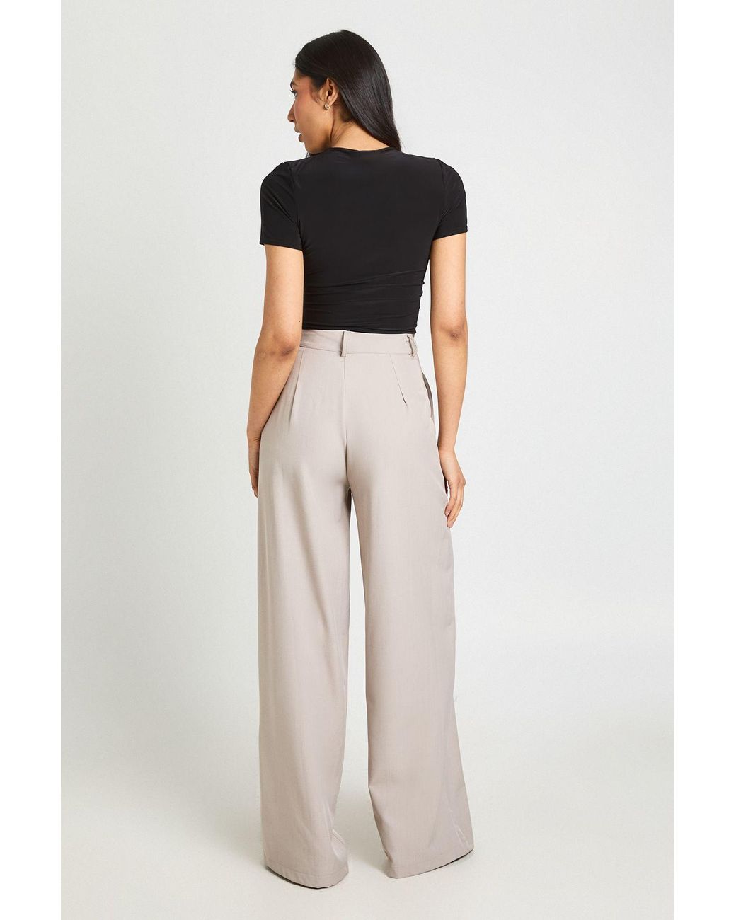 Boohoo Natural Tall Straight Leg Trousers
