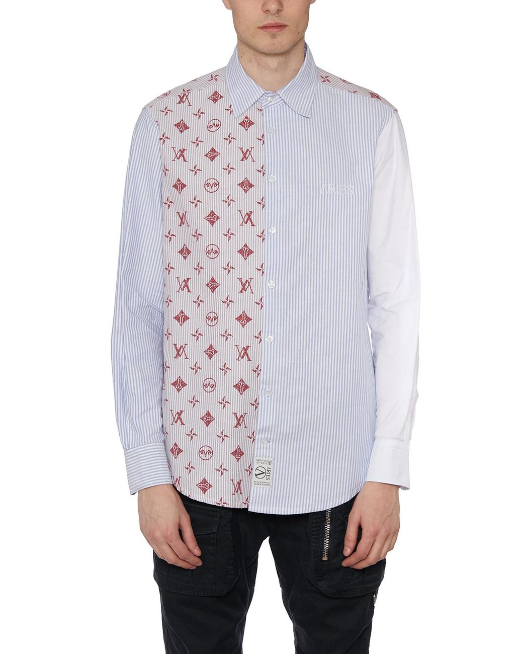 Aries Gray Camicia Patchwork for men