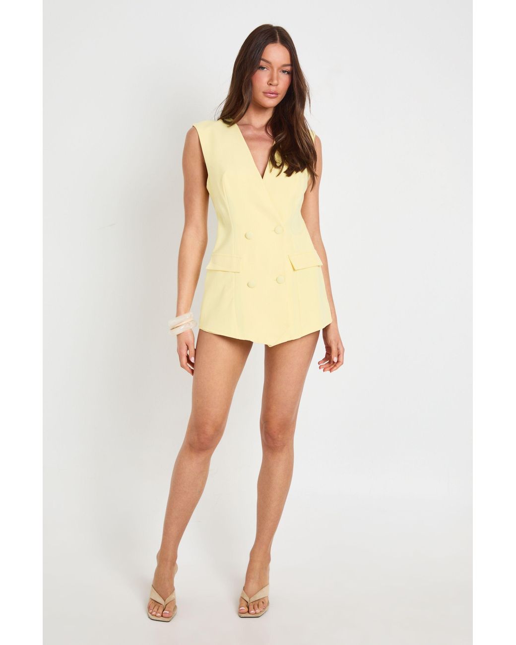 Boohoo Natural Tailored Skort Playsuit