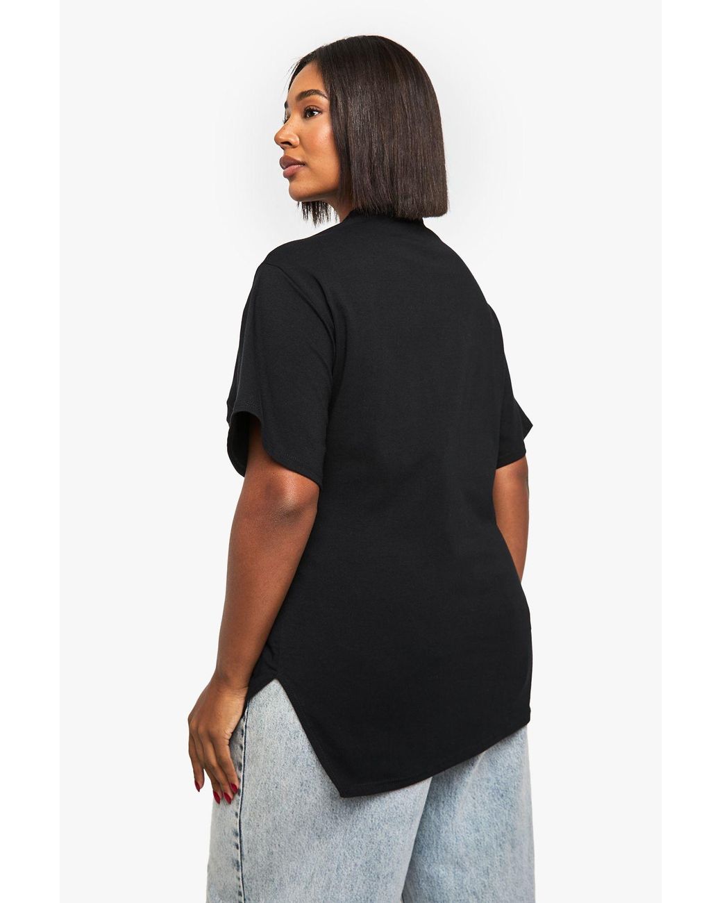 Boohoo Black Plus Ruched Knot Detail Short Sleeve Top