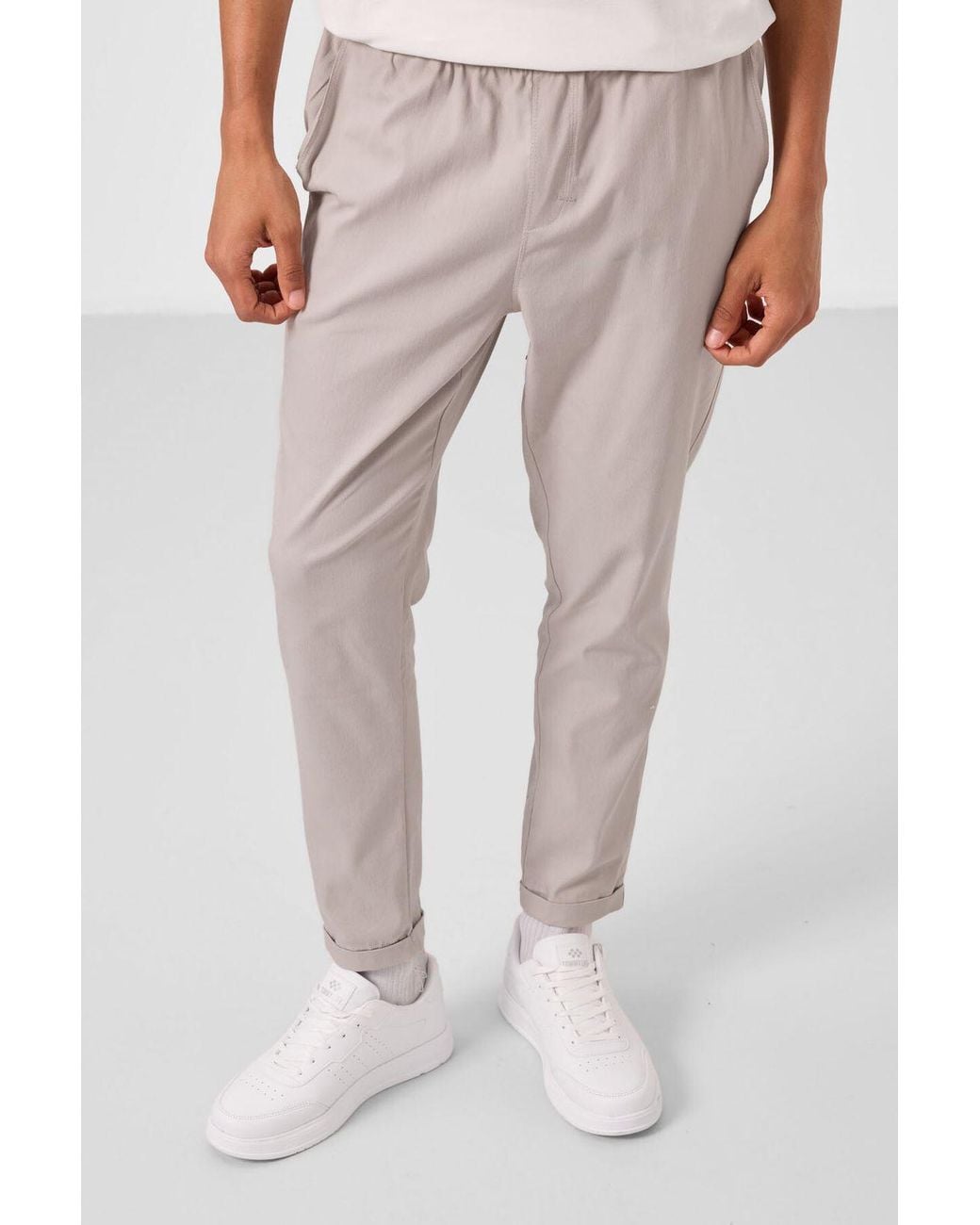 TOMMY LIFE White Straight-Leg Gabardine Chinos for men