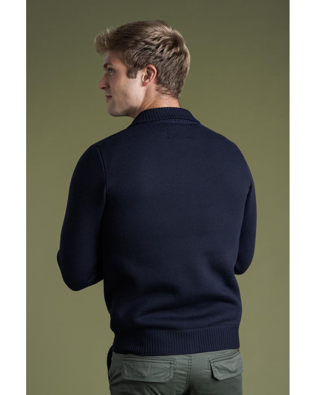 Kensington Eastside Blue Zip-Through Cardigan With Fleece Lining for men