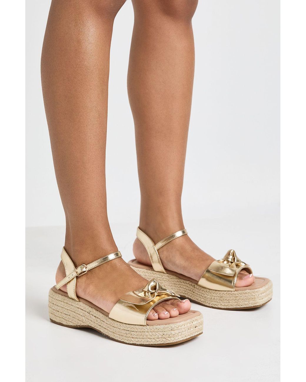 Boohoo White Strappy Knot Detail Espadrille Wedges