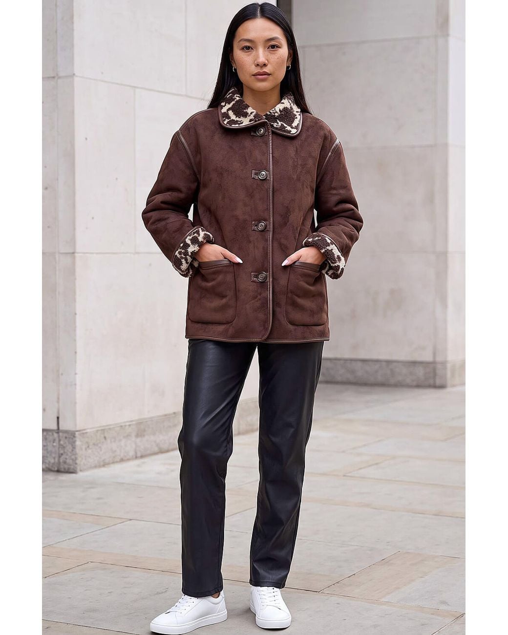 Roman Brown Bonded Teddy Coat