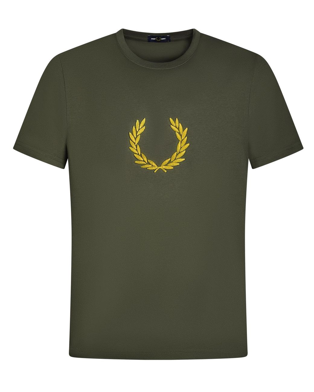 Fred Perry Green Textured Laurel Wreath T-Shirt Cotton for men