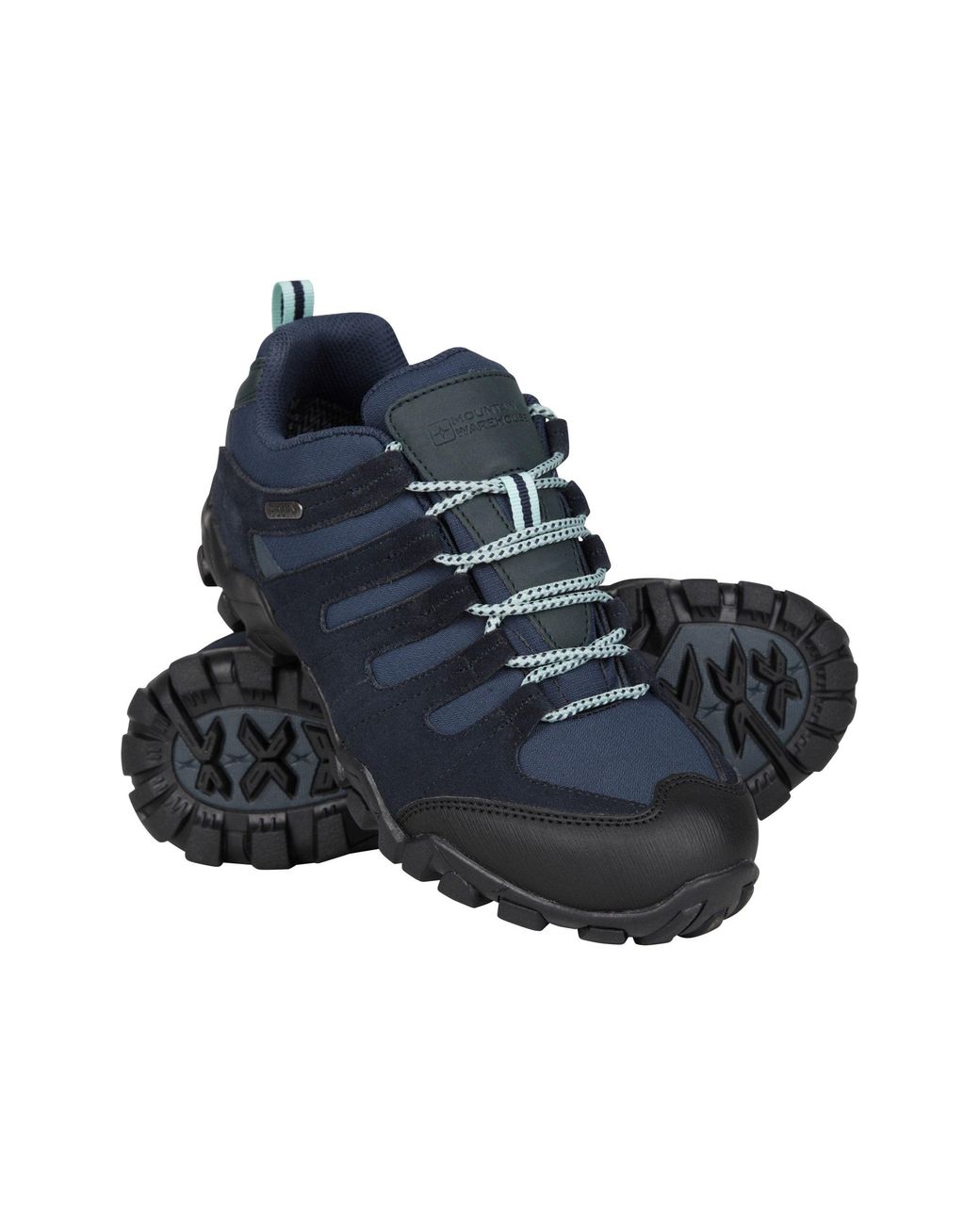 Mountain Warehouse Blue 'Belfour' Walking Shoes With Rubber Outsole Everyday Hiking Sneakers Leather