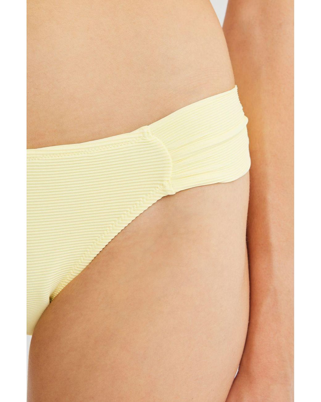 Penti Yellow Ribbed Low-Waist Hipster Bikini Bottoms