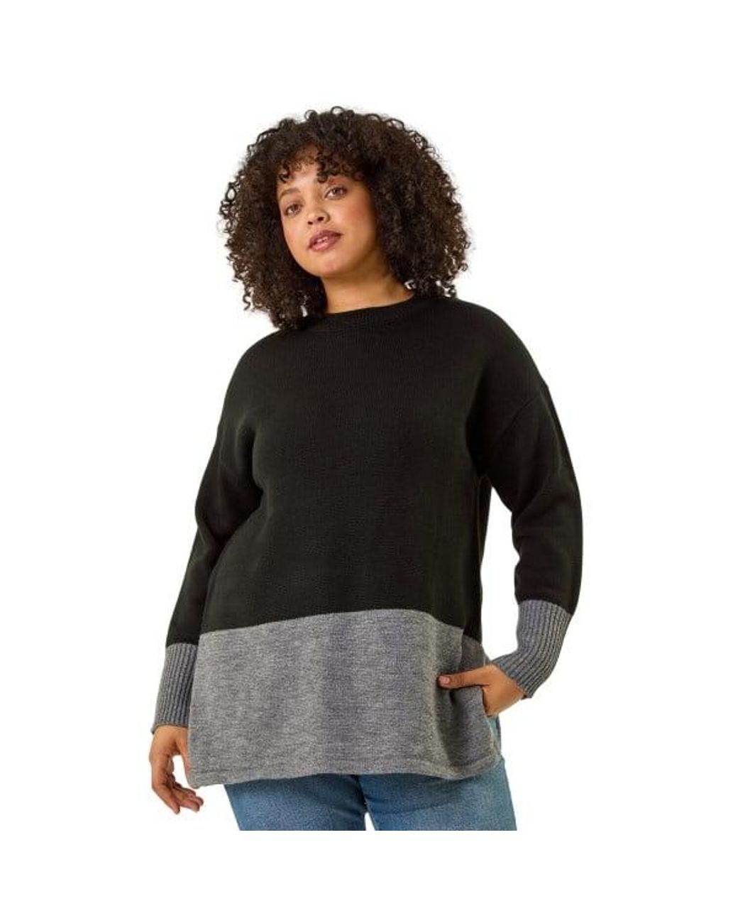 Roman Black Colour Block Knit Jumper