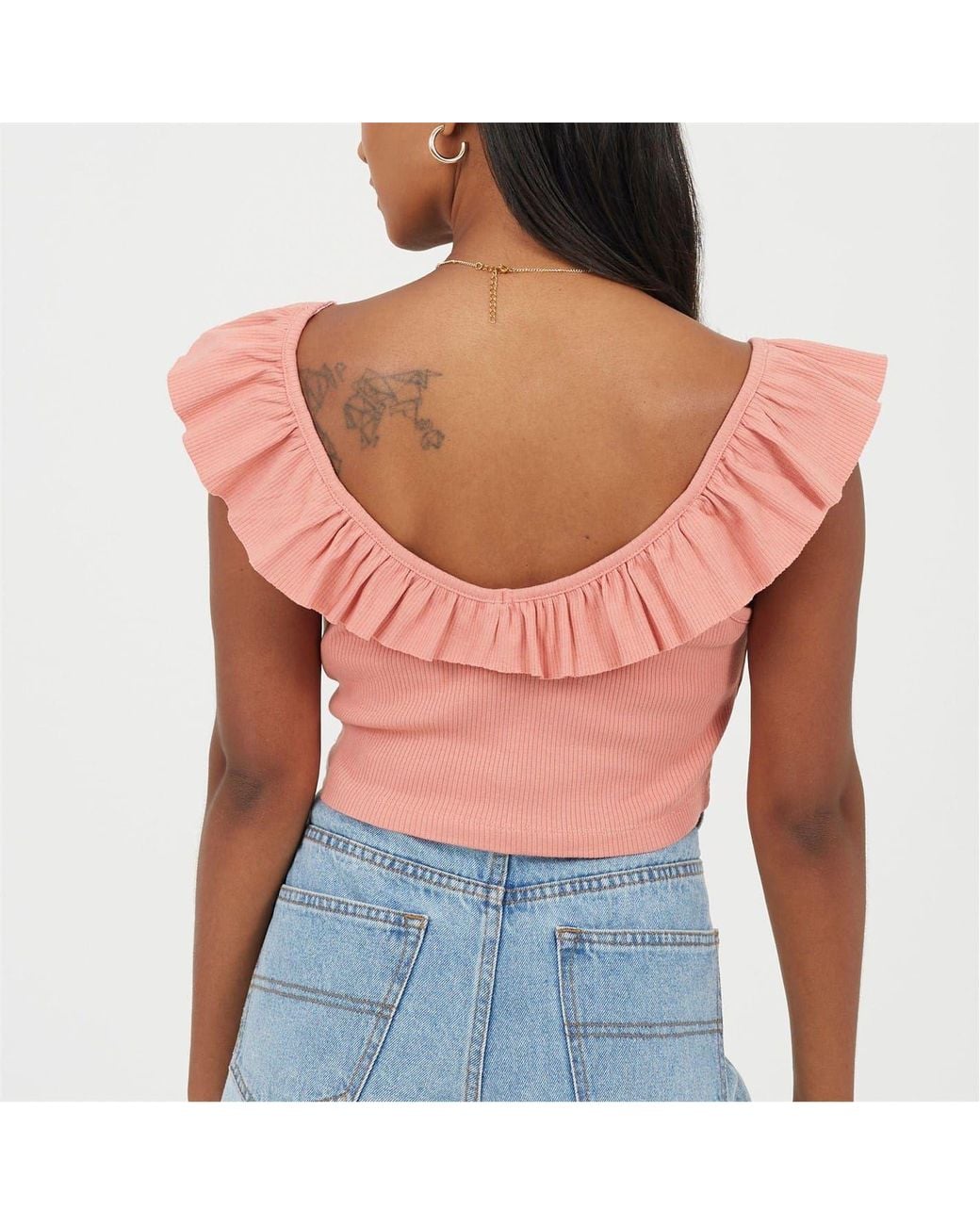 Brave Soul Frill Vest With Gathered Front