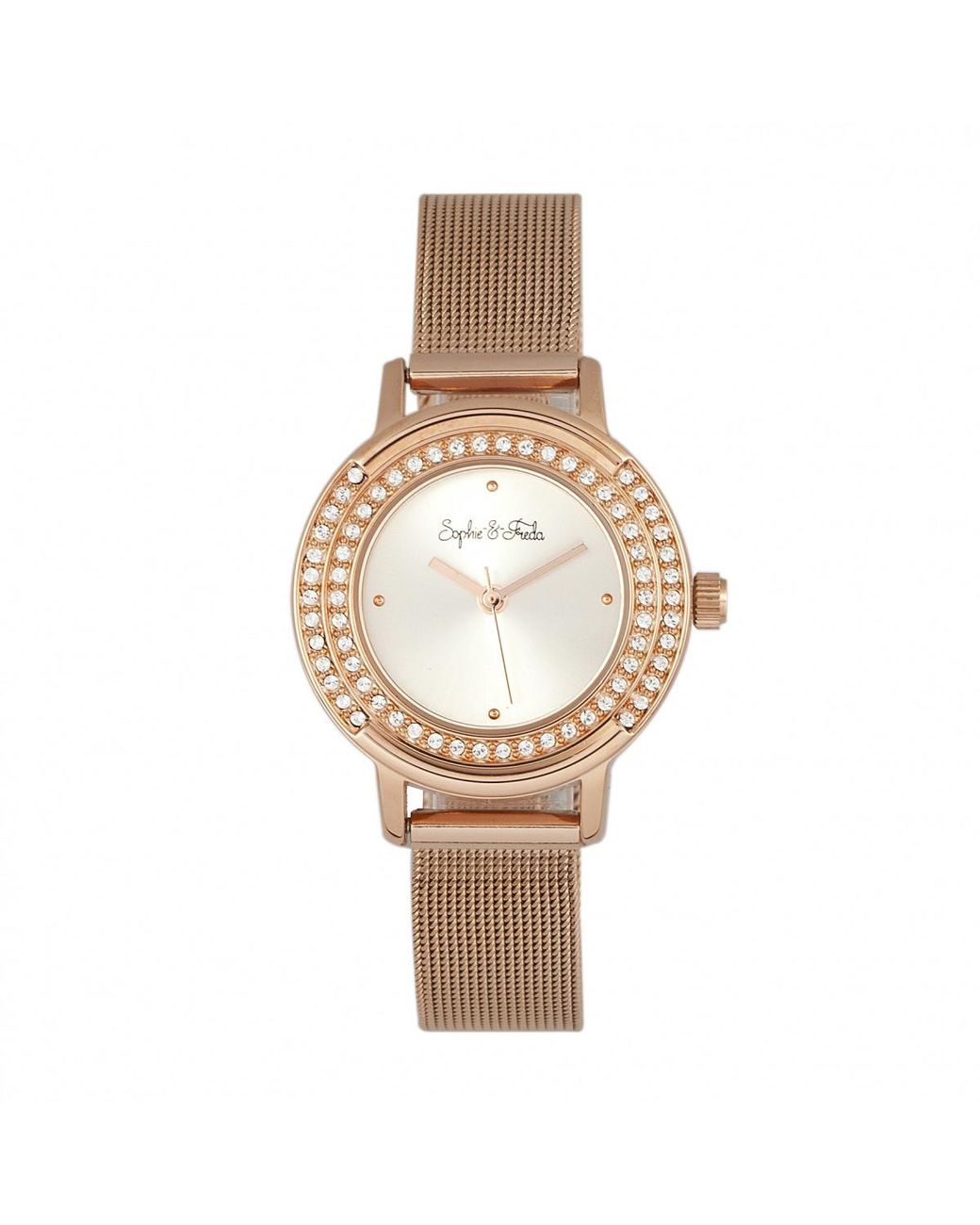 Sophie & Freda Metallic Cambridge Bracelet Watch W/Swarovski Crystals