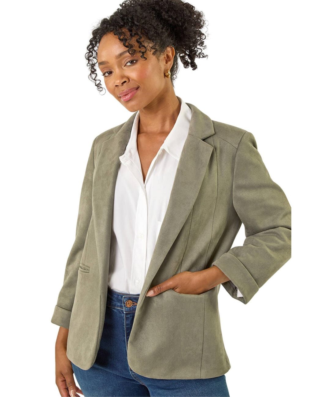 Roman Green Petite Suedette Blazer