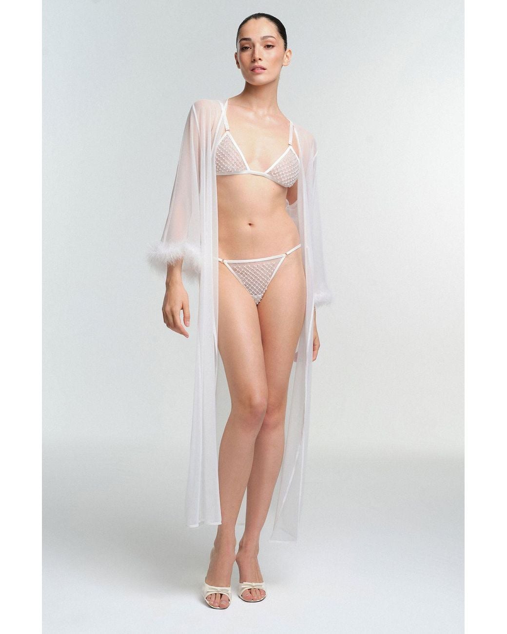 Penti White Kırık Pelia Belted Long Sleeve Robe