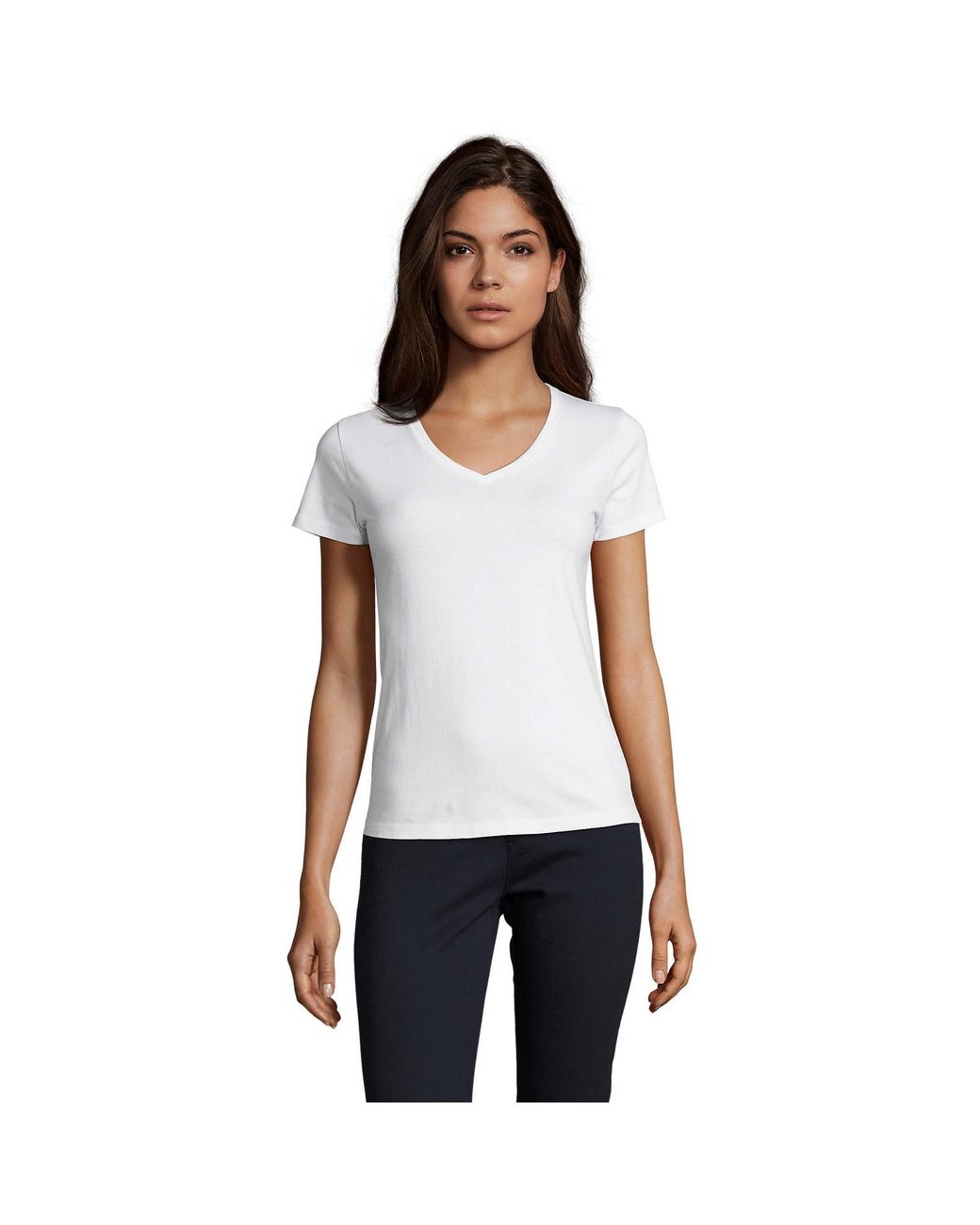 Sol's White Ladies Imperial V Neck T-Shirt