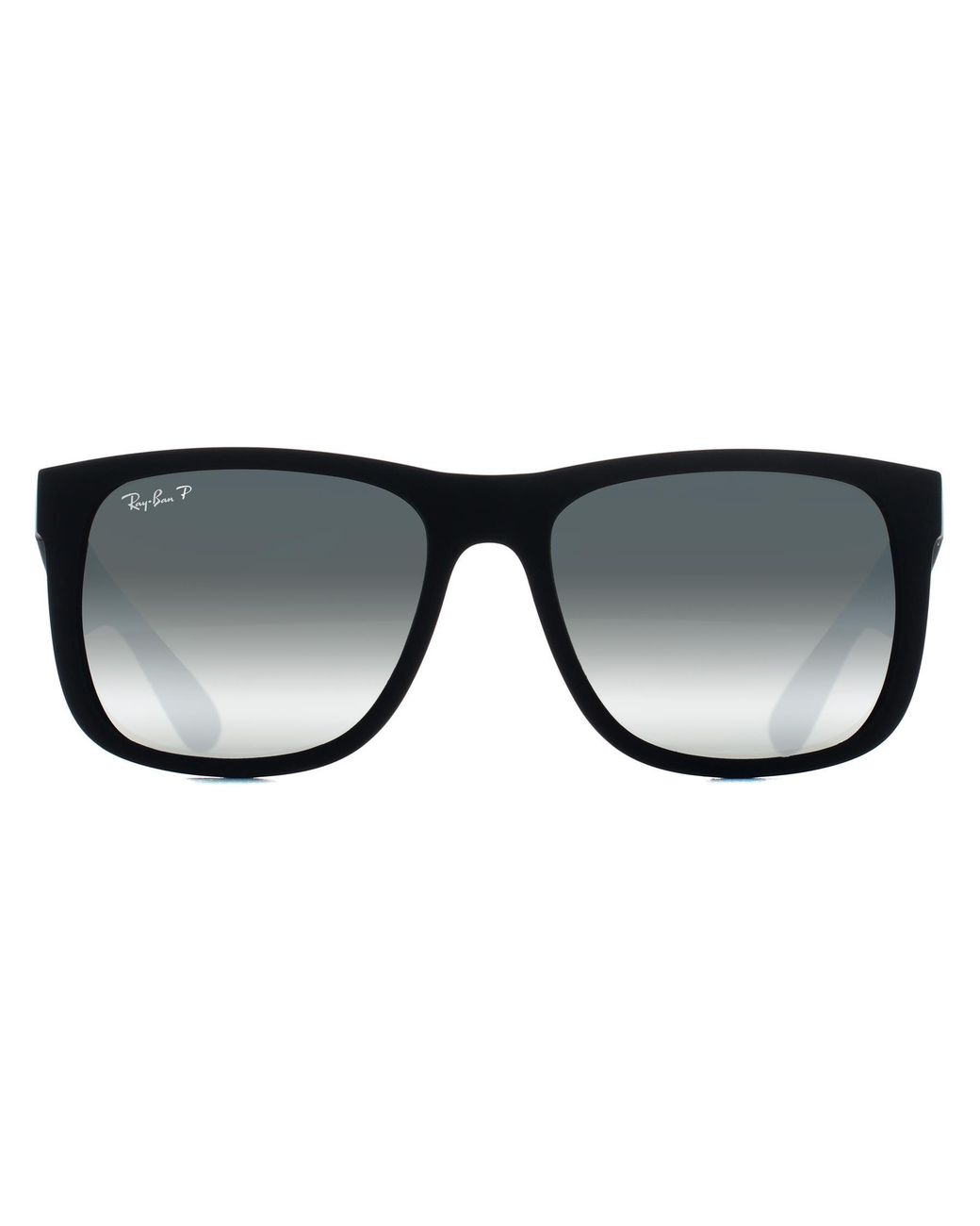 Ray-Ban Black Rectangle Rubber Mirror Polarized Rb4165 Justin