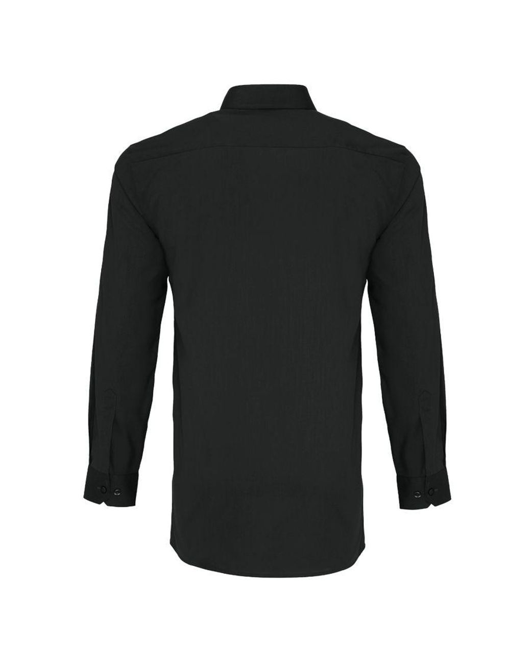 PREMIER Black Long Sleeve Fitted Poplin Work Shirt for men