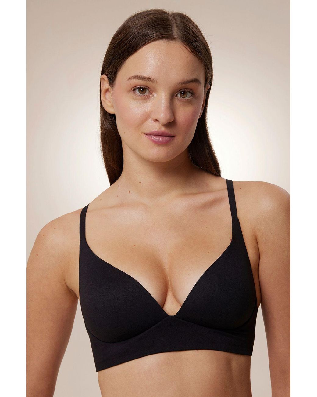 Penti Black Solid Knit Bralette, Adjustable Straps