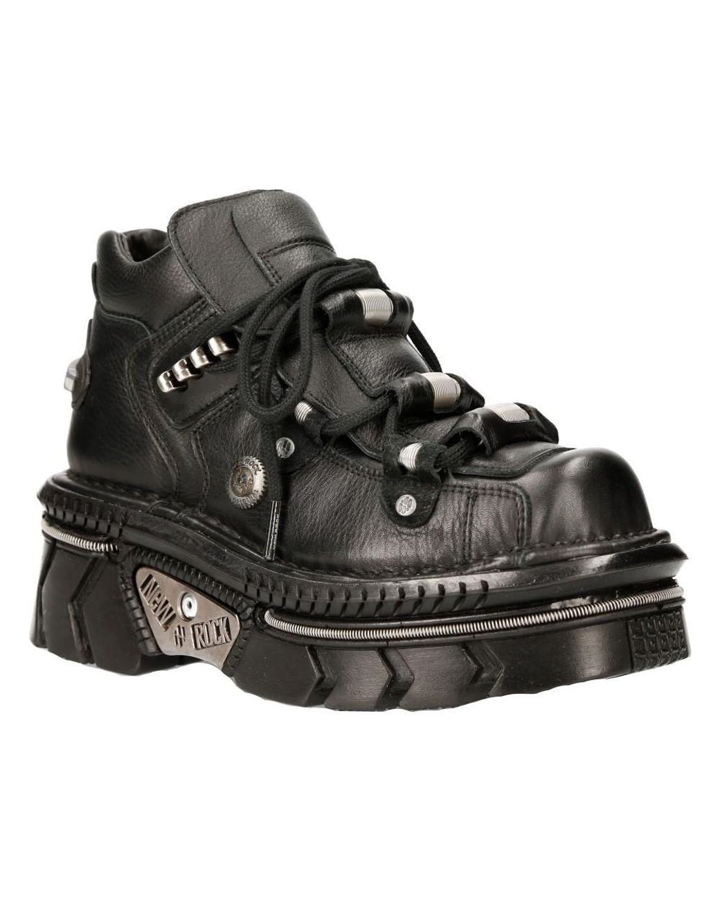 New Rock Black Metallic Leather Gothic Techno Boots- M-215-S6