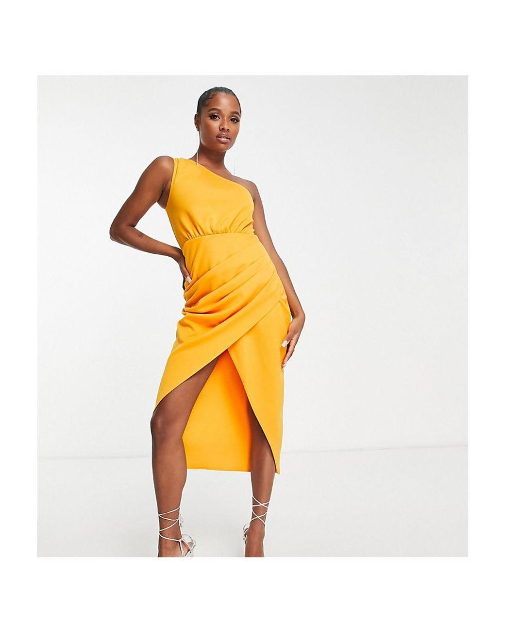 Asos one shoulder sales tuck midi dress