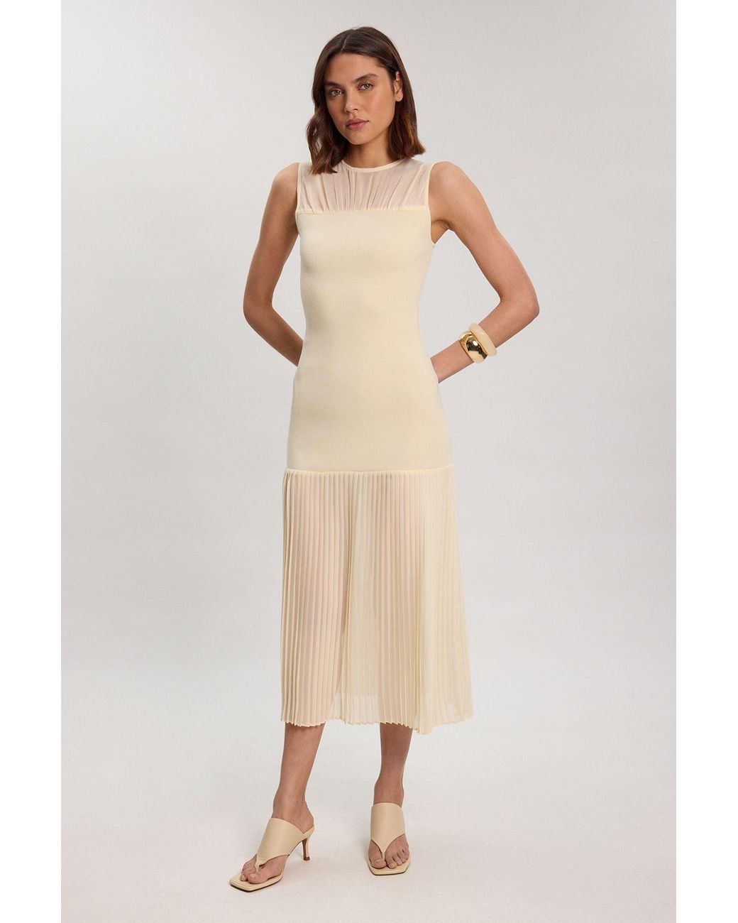 Karen Millen White Figure Form Woven Bandage Mix Dress