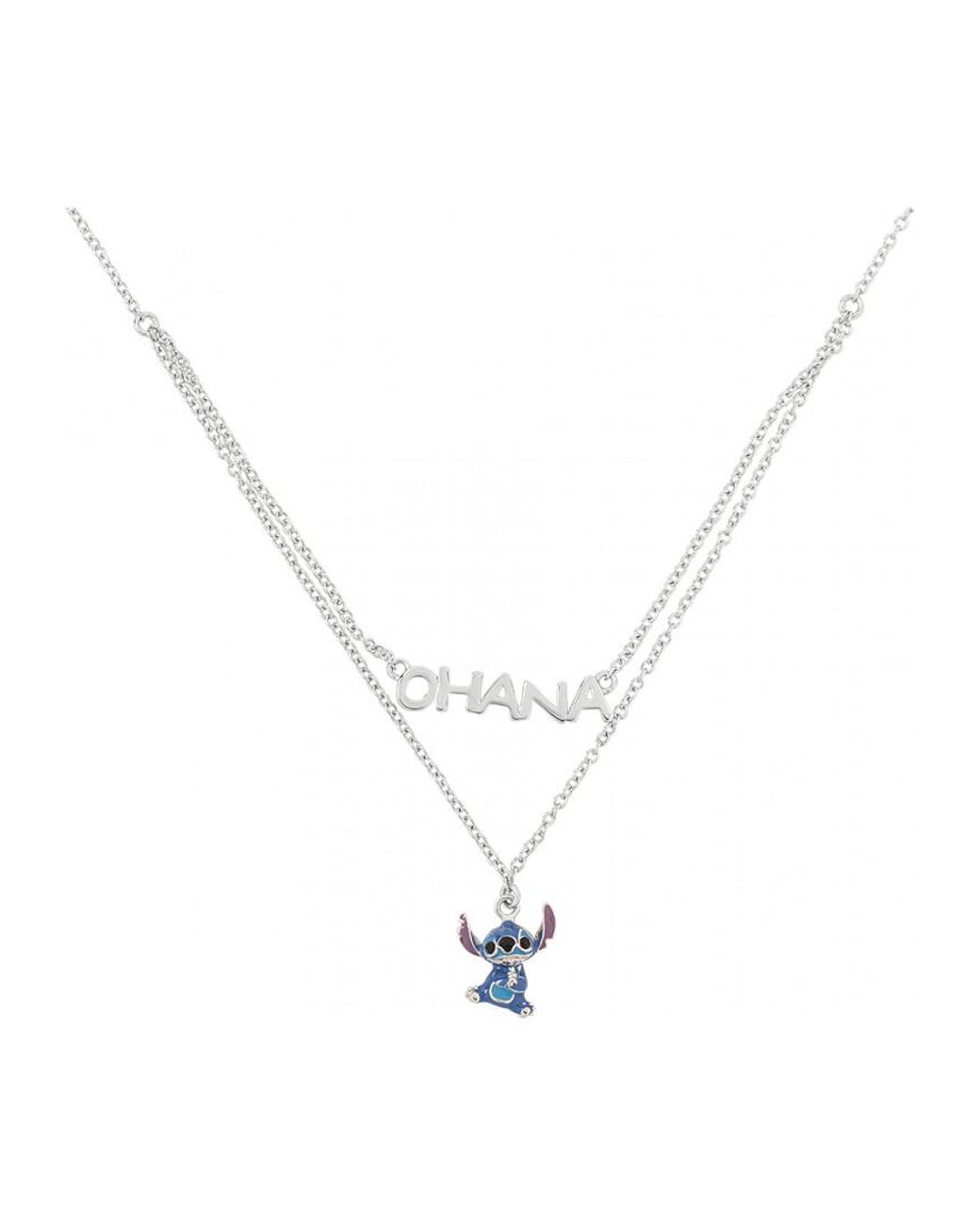 Disney White N903632Rrhl-17-Ph Ladies Stitch Necklace Sterling