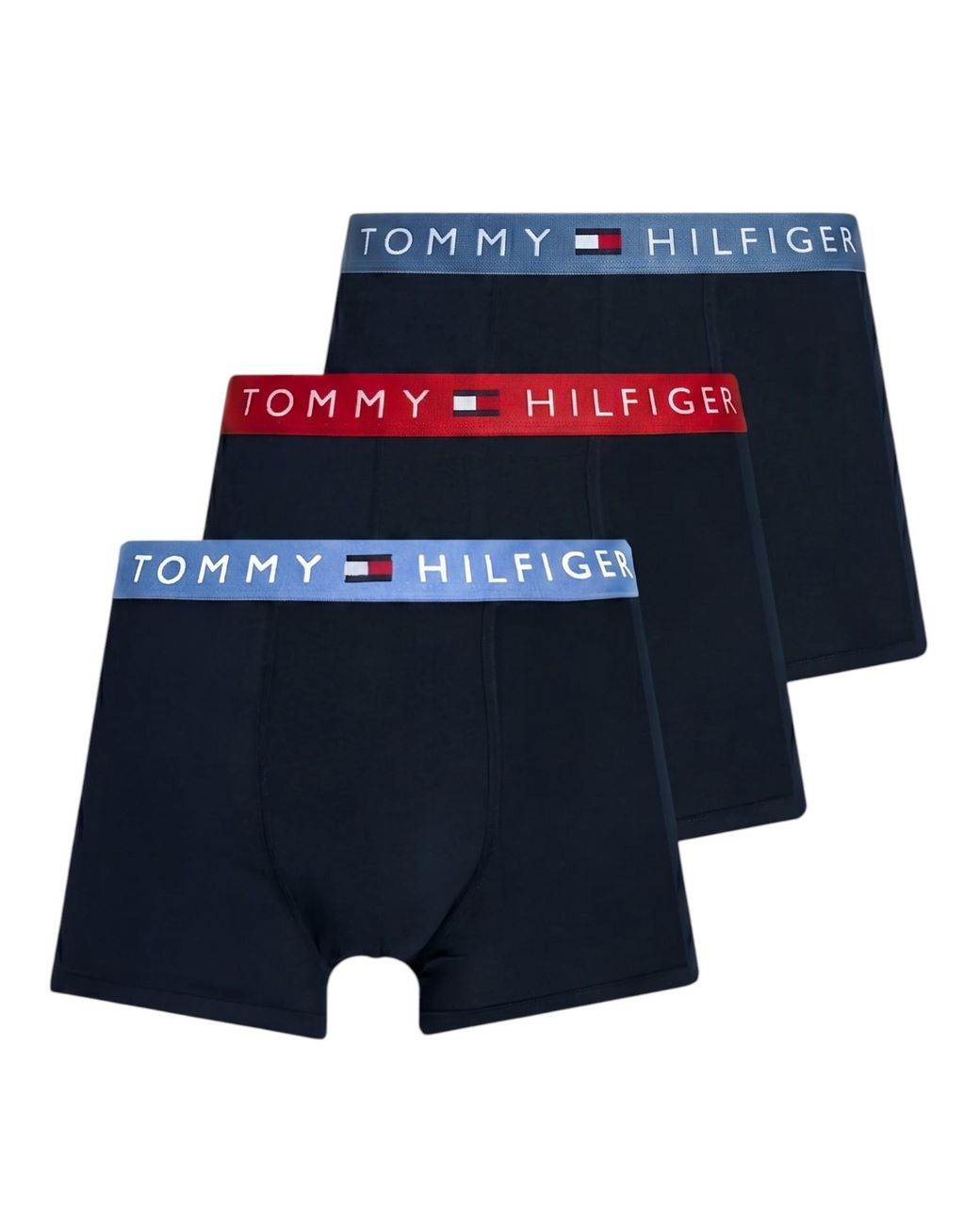 Tommy Hilfiger Blue Underwear 3Pack Th Original Logo Waistband Trunks Soft Boxer for men