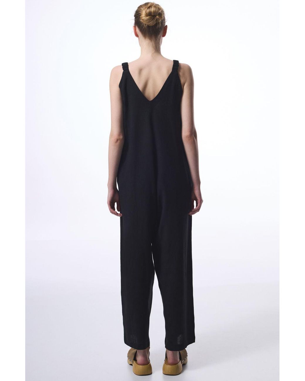 Penti Blue Fitted V-Neck Straight-Leg Jumpsuit With Pockets