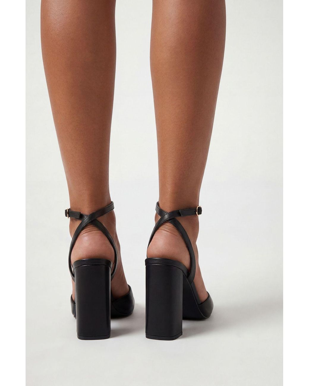 Boohoo Black Wide Fit Strap 2 Part Heels