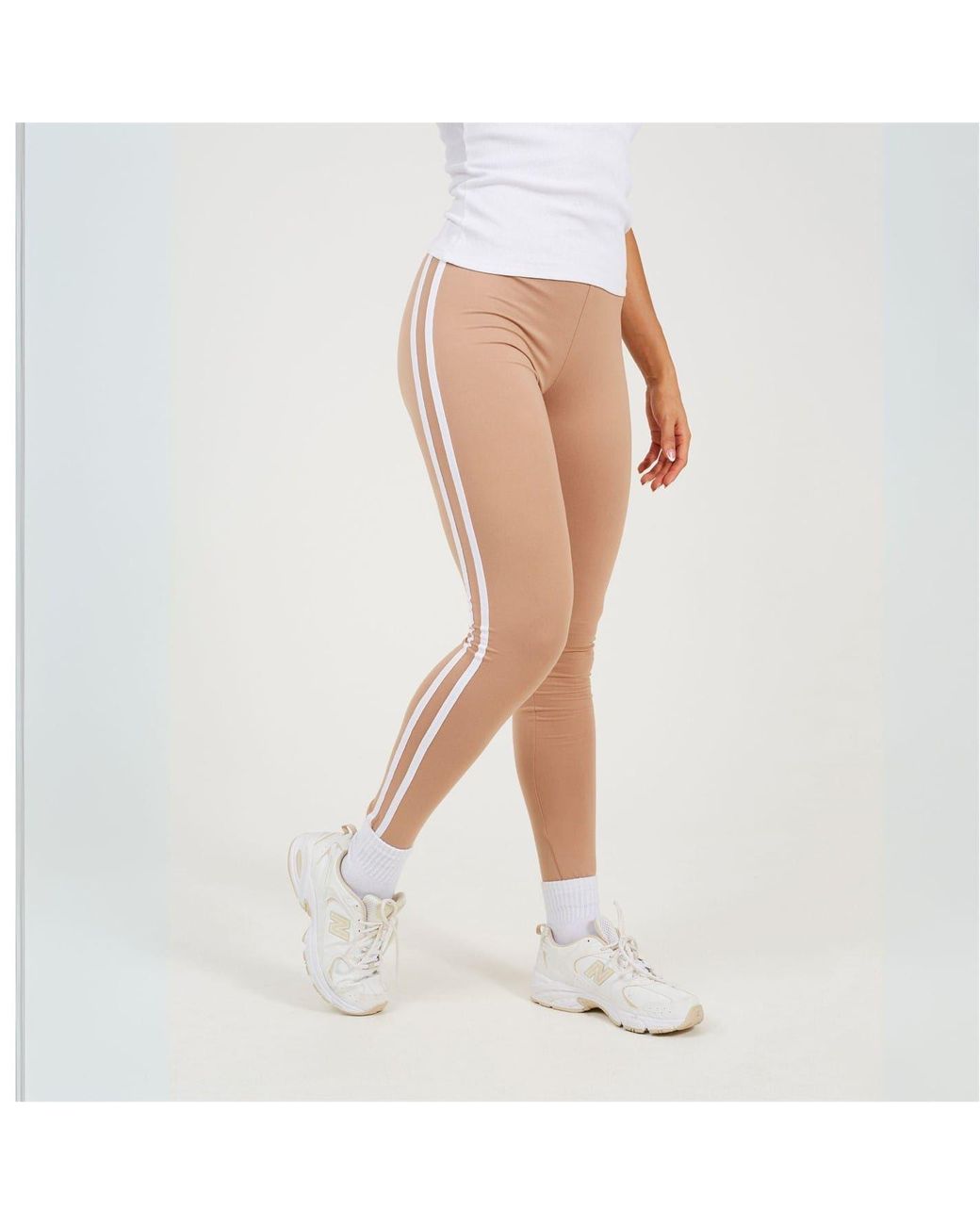 Brave Soul White Leggings With Stripe Detail