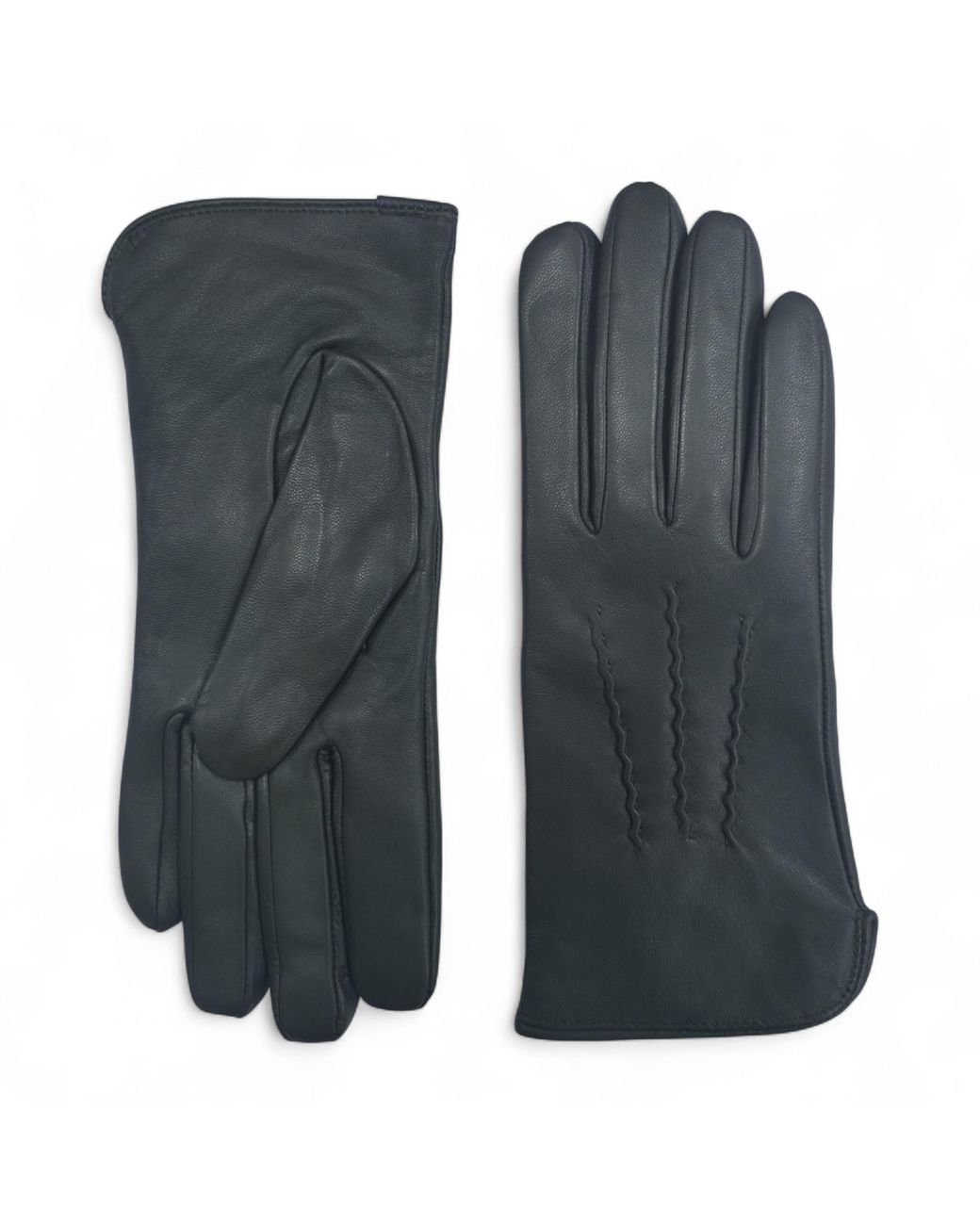 Infinity Leather Gray Italian Soft Wool Lining Winter Stitch Line Design Driving Gloves