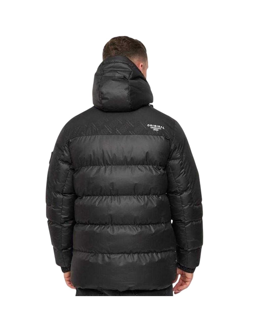 Crosshatch Polyester Gequilt Jacket in het Black voor heren