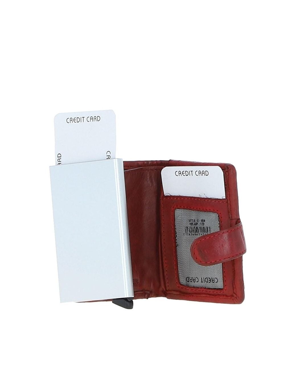 Ashwood Leather Red 'La Perfetto' Metal & Woven Card Wallet Case