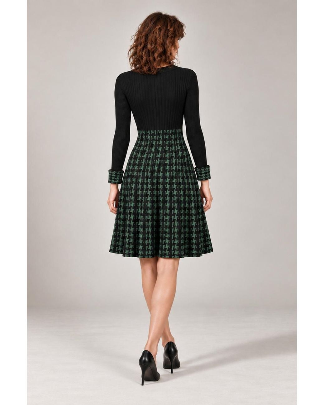 James Lakeland Black And Houndstooth Knitted Dress