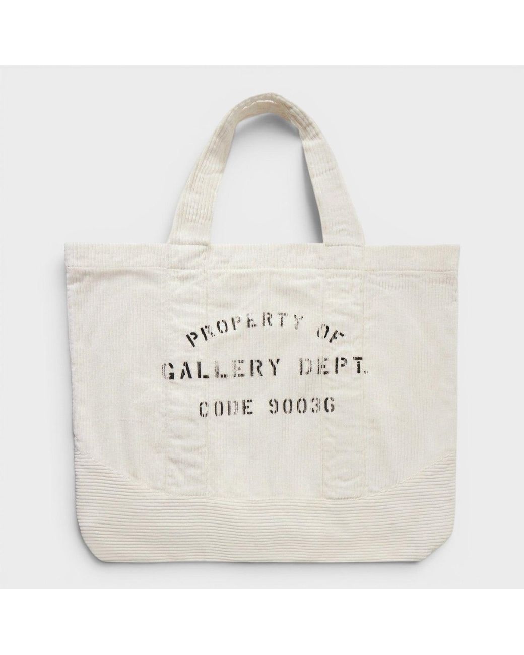 GALLERY DEPT. White Logo-Print Cotton-Corduroy Tote Bag for men