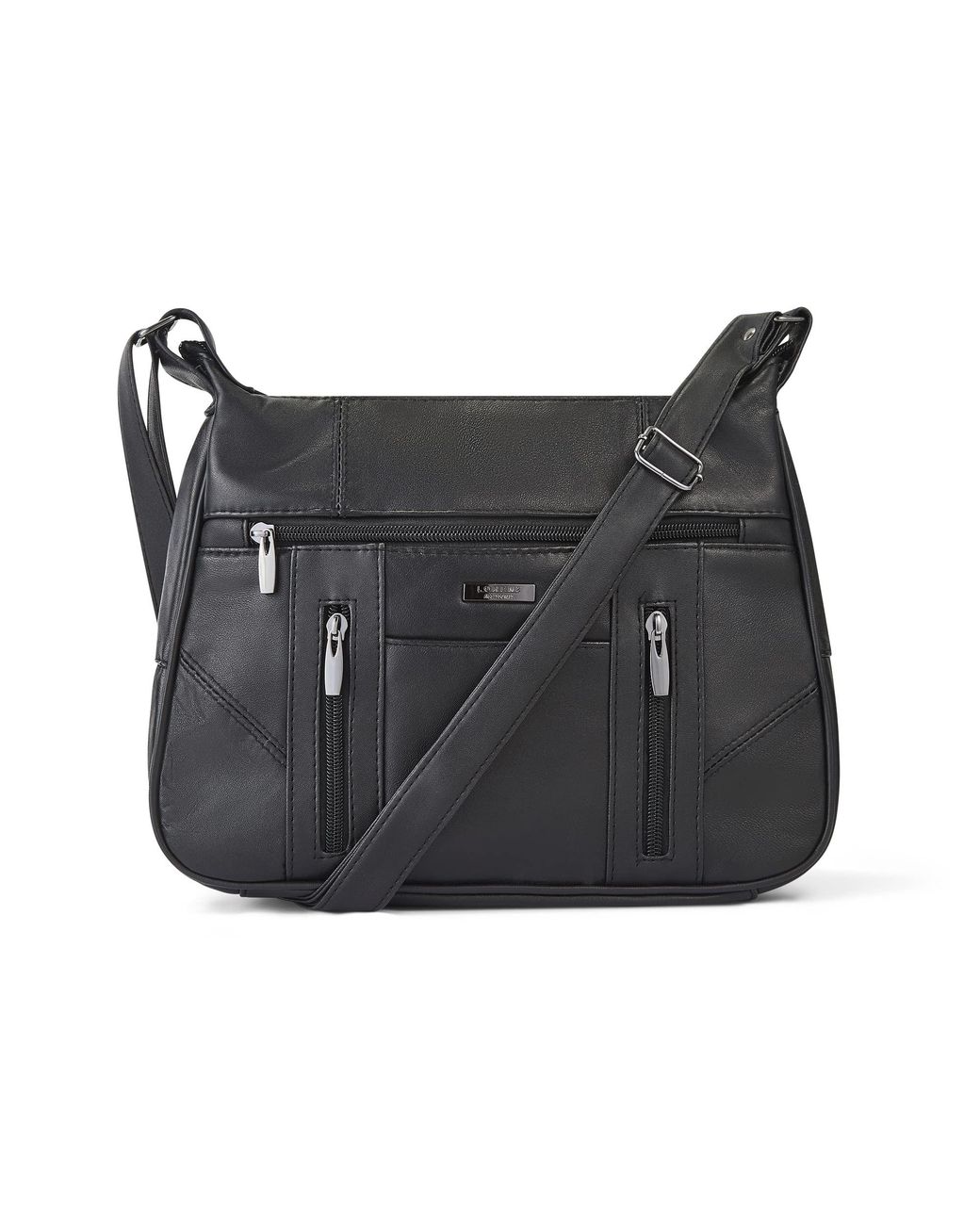 Woodland Leathers Black Genuine Leather Handbag Multi Pocket Crossbody Bag
