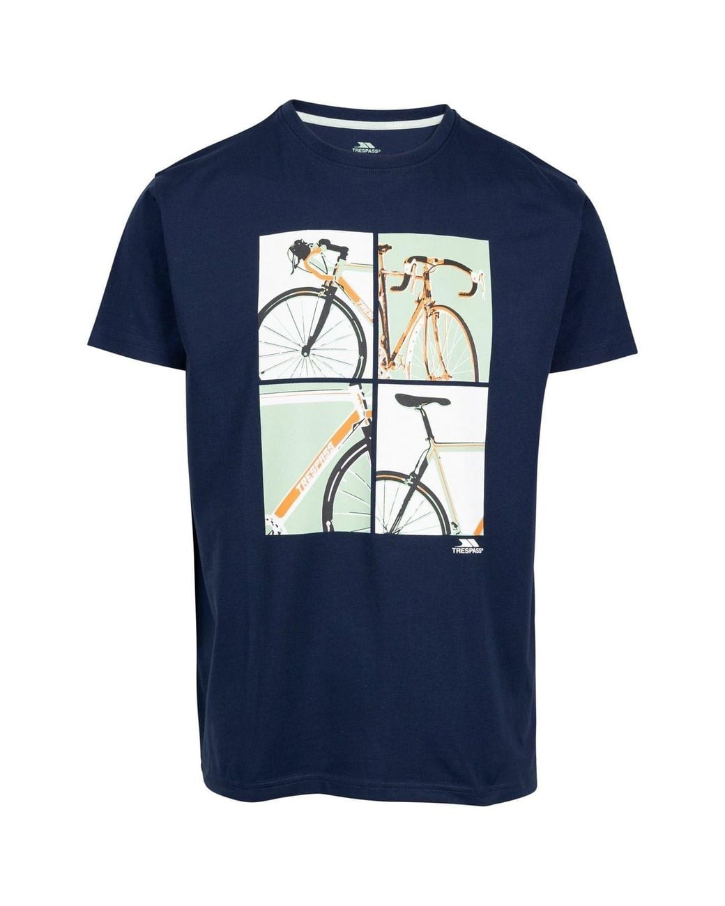 Trespass Blue Bicycle Graphic Crew Neck Short Sleeve Jersey T-Shirt for men