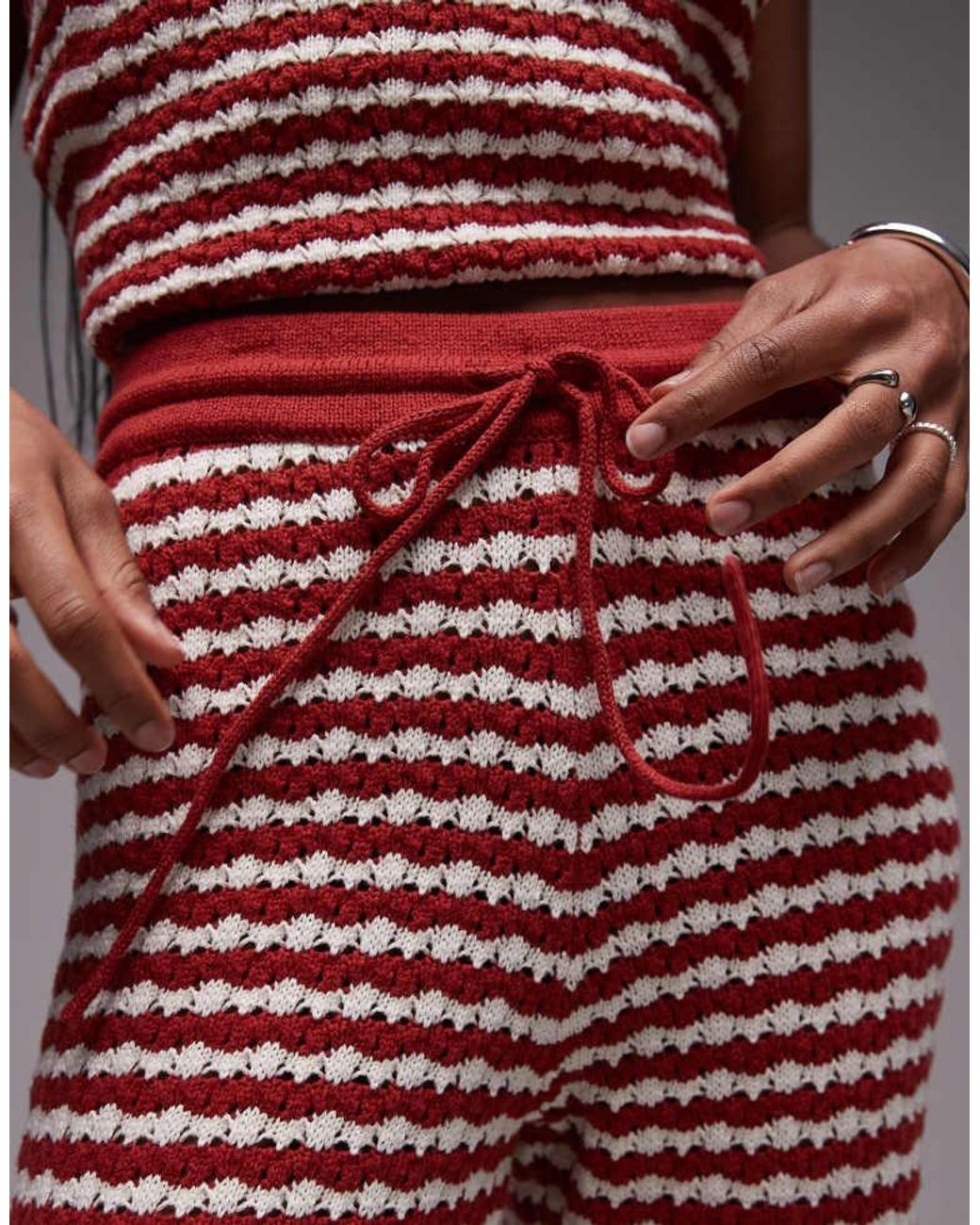 TOPSHOP Brown Knitted Stripe Trouser Co-Ord