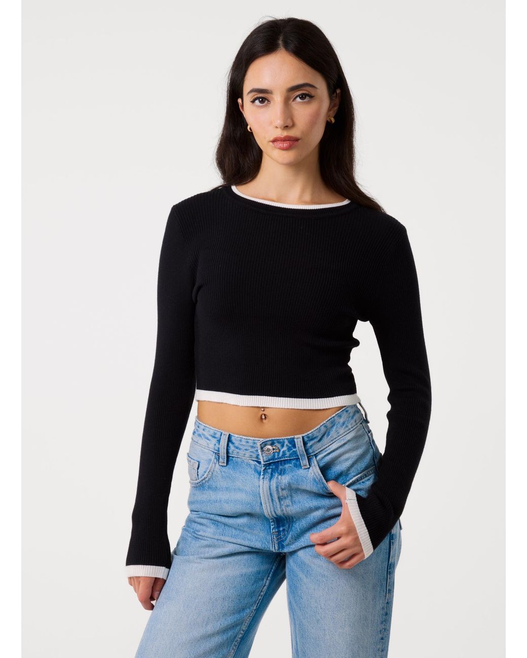 Pink Vanilla Black Contrast Knitted Jumper