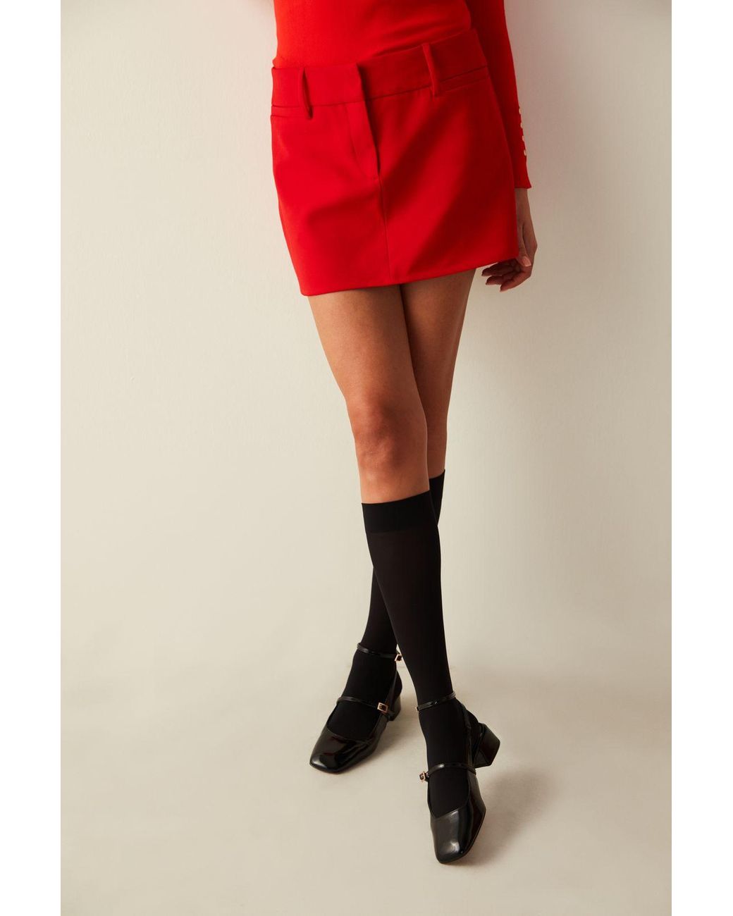 Penti Red Elastic Jersey Crew Socks