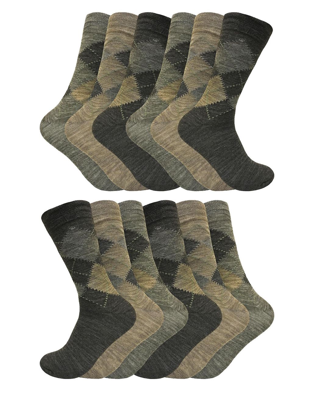 Sock Snob Gray 12 Pair Multipack Lambswool Socks for men